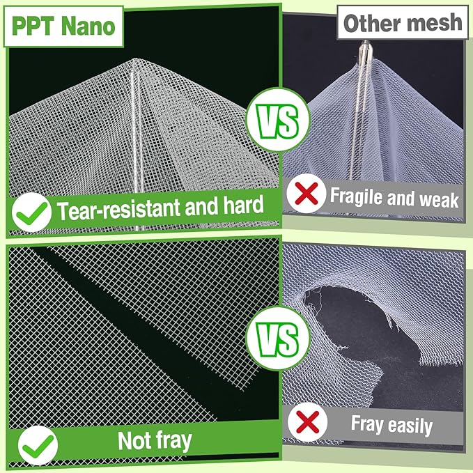 Stronger Garden Mesh Netting - 10 x 33 ft PPT Nano Bird Net Barrier, Mosquito Netting Screen for Outdoor Plants Vegetables Patios Balconies Terraces, Shading Rate 20% (White)