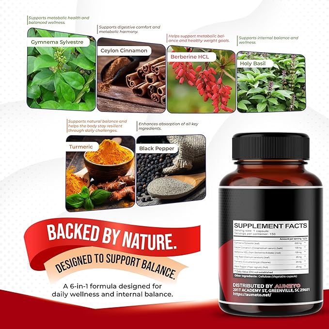 Ultra Gymnema Sylvestre Supplements - Enhanced with Berberine Ceylon Cinnamon Holy Basil for Optimal Immunity, Pancreatic & Circulatory Function