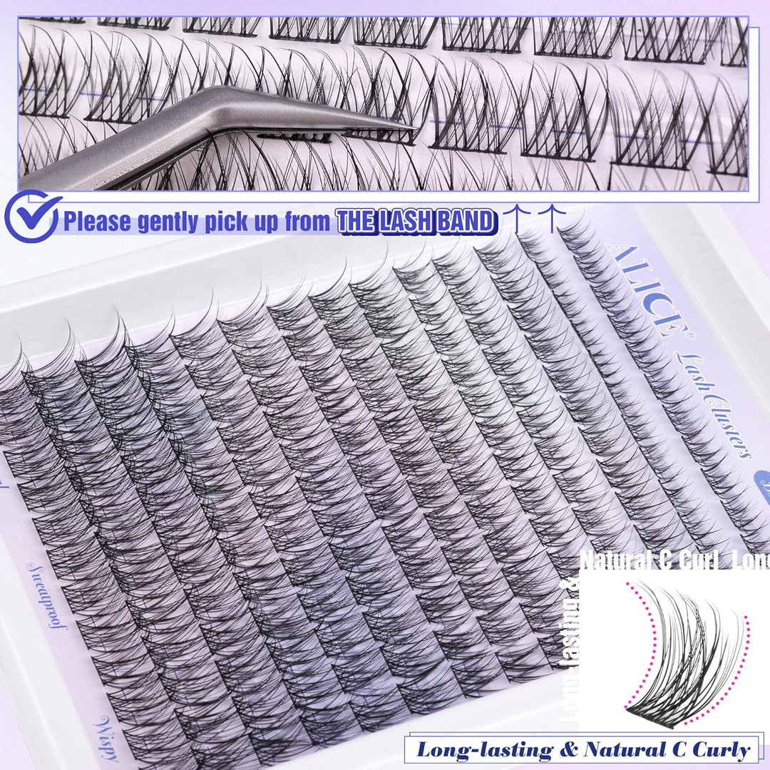 ALICE DIY Natural Lash Clusters | Wispy Anime Cat Eye | 10-16mm, 144 Pcs