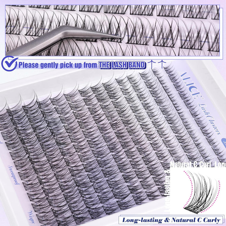 ALICE DIY Natural Lash Clusters | Wispy Anime Cat Eye | 10-16mm, 144 Pcs
