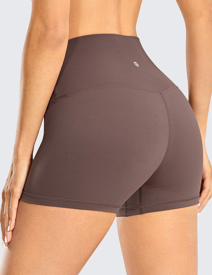 CRZ YOGA Women's Naked Feeling Biker Shorts - 3 Inches High Waisted Yoga Workout Running Spandex Shorts Purple Taupe X-Small