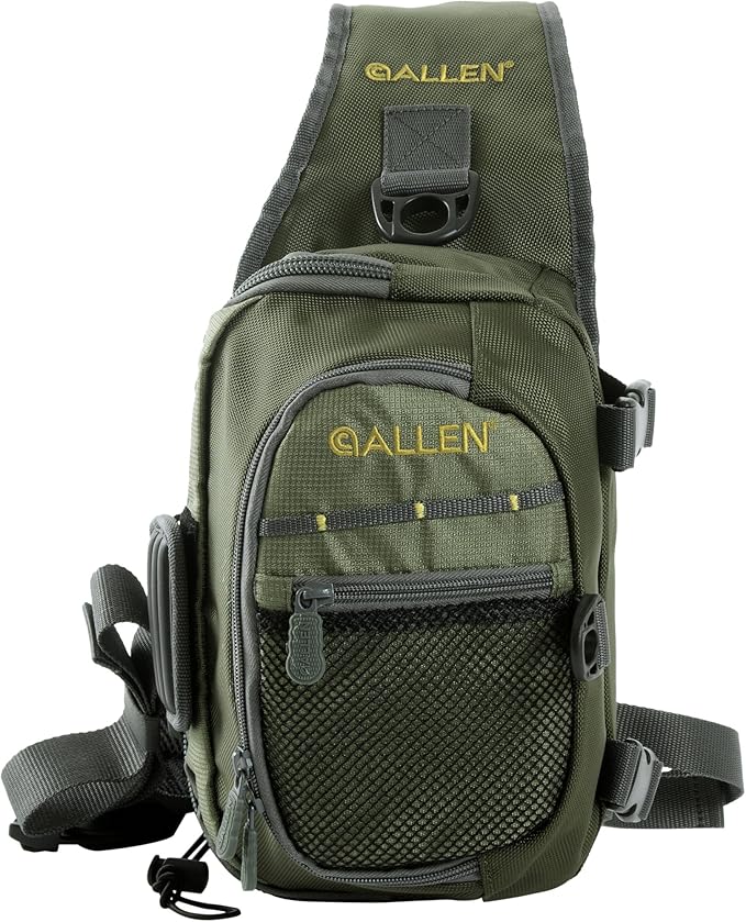 Allen Company Cedar Creek Fly Fishing Sling Pack - Fits up to 4 Tackle/Fly Boxes and Other Accessories - Gray and Lime/Olive
