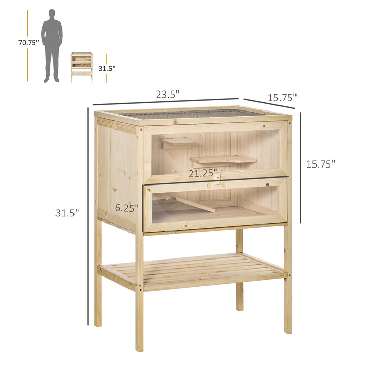 CoSoTower 3-Tier Wooden Hamster Cage Mice and Rat Cage Small Animals Hutch with Openable Top, Front Door, Storage Shelf