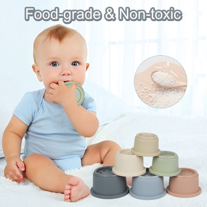 Stacking Cups for Rabbits, 8PCS Stackable Bunny Toys, Plastic Pet Nesting Snack Cup, Chinchilla, Guinea Pig and Parrot Enrichment Toys for Hiding Food and Playing