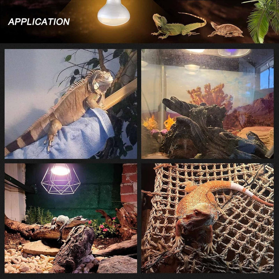75W Reptile Heat Lamp Combo Set-Reptile Day and Night Heat Lamp,UVA Basking Spot Bulb for Bearded Dragon Lizard Turtle Snake Chameleon Use, 4 Pack