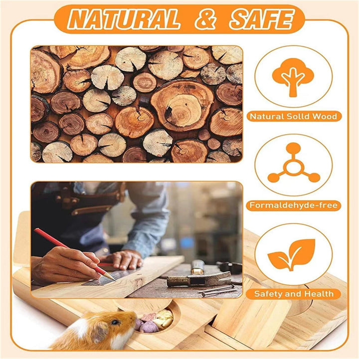 Pig Foraging Toys 6 In 1 Hamsters Wooden Interactive Enrichment Toys Dispenser For Small Animal Funny Toys For Rabbits Bunny And Gerbils