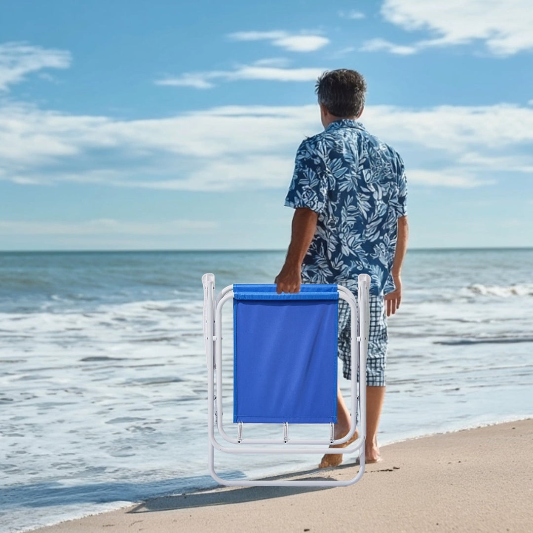 Folding Camping Chair with Adjustable Umbrella for Adults, Lightweight Portable Beach Chairs for Travel & Outdoor Activities, 265lbs Capacity, Blue