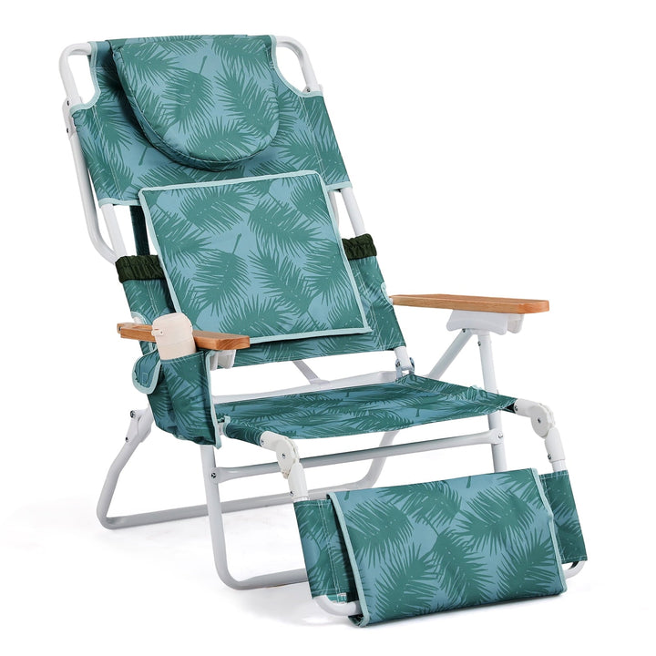 UBesGoo 3-in-1 Patio Lounger - Reclining Outdoor Chair with Built-in Drink Holder & Convenient Carry Bag, Green