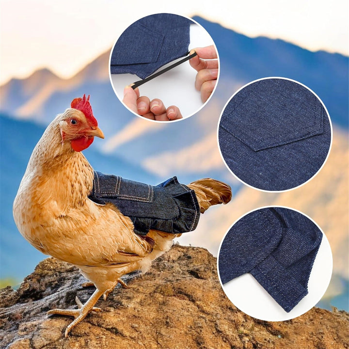 UOSIA 3PCS Chicken Overalls Saddles Hen Jacket Apron with Elastic Strap Poultry,one size,Blue