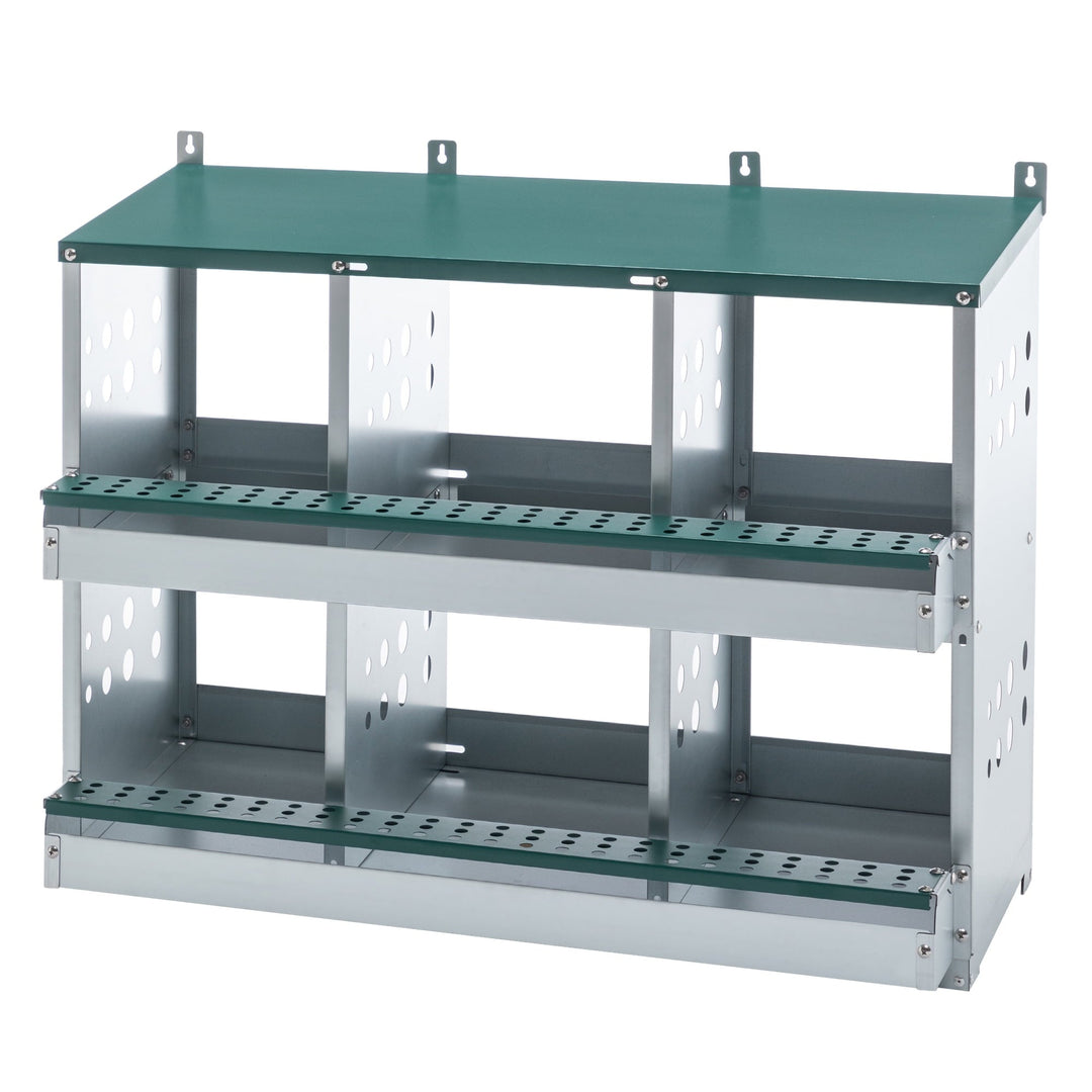 Chicken Nesting Box, 6 Compartment Metal Nesting Boxes for Hens Laying Eggs, Roll Away Chicken Laying Boxes with Egg Collection