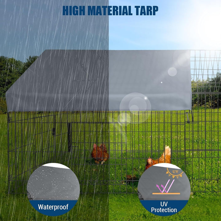 Pinypikaka Walk-in Metal Chicken Coop, Metal Pet Playpen with Waterproof Cover, Small Animal Cage, Outdoor Backyard Farm Heavy Duty Poultry Cage for Rabbit, Duck, Cat, 86"Lx40"Wx40"H