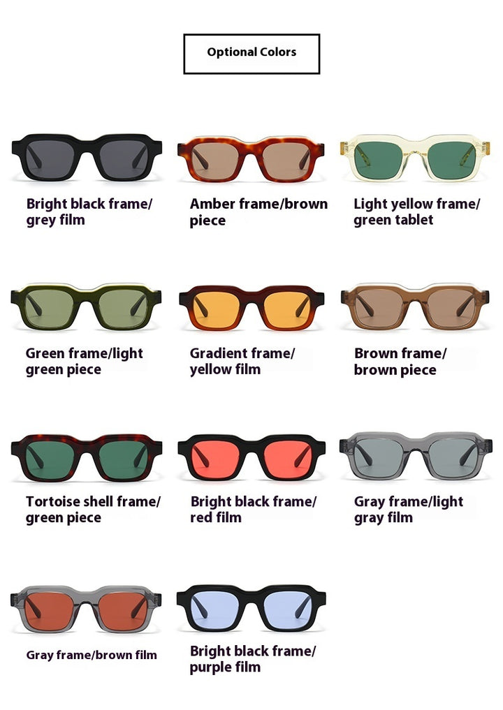 Thick Acetate Frame Sunglasses Gradient Color Stitching Sunglasses