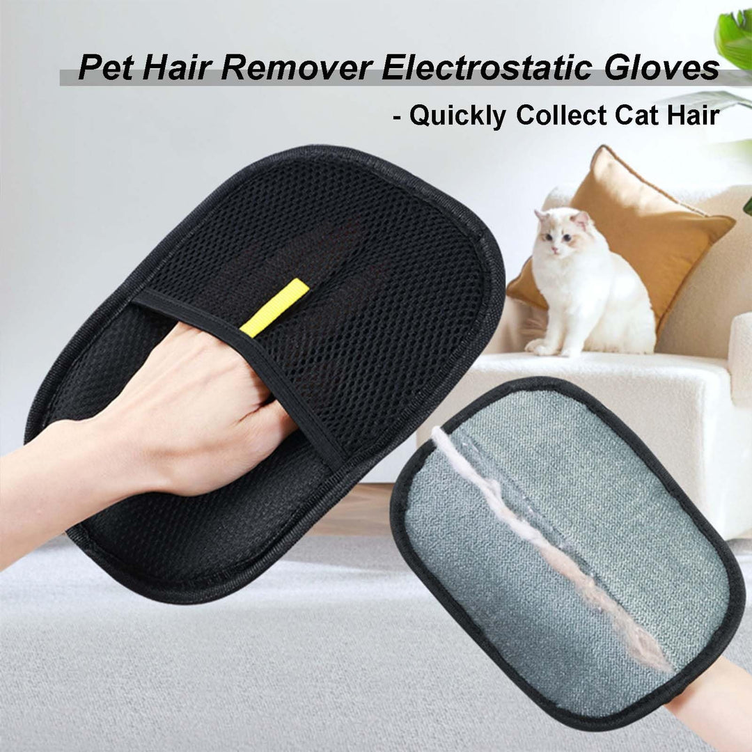 Pet Hair Remover Electrostatic Gloves, Pet Hair Removal Glove for Cats & Dogs, Double-Sided Reusable Electrostatic Gloves for Couch, Clothing, Carpet (2 Pcs)