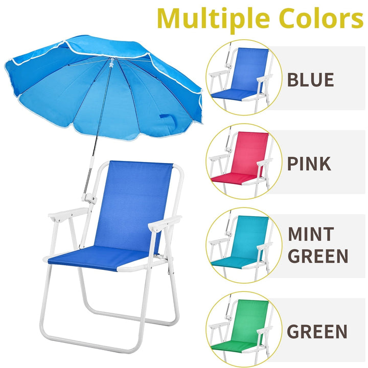 UBesGoo Folding Beach Chair with Umbrella 120kg Capacity, Lightweight for Outdoors, Camping & Travel, Blue