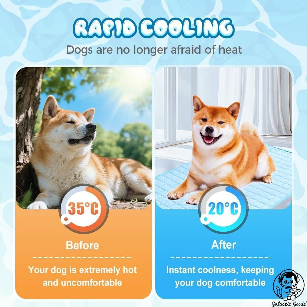 Galactic Goods-Dog Cooling Mat for Summer - Pet Cooling Pad with Gel Ice Pack, Non-Slip & Machine Washable, Cooling Mat for Dogs & Cats Indoor/Outdoor Use