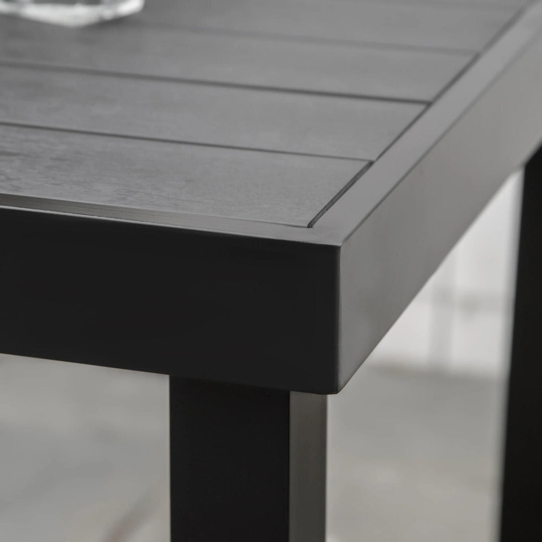 Resenkos Patio Dining Table For 4, Non-Slip Foot Pads, Aluminium, Plastic, Black