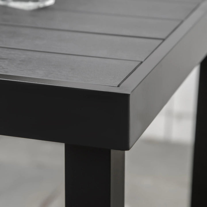 Resenkos Patio Dining Table For 4, Non-Slip Foot Pads, Aluminium, Plastic, Black