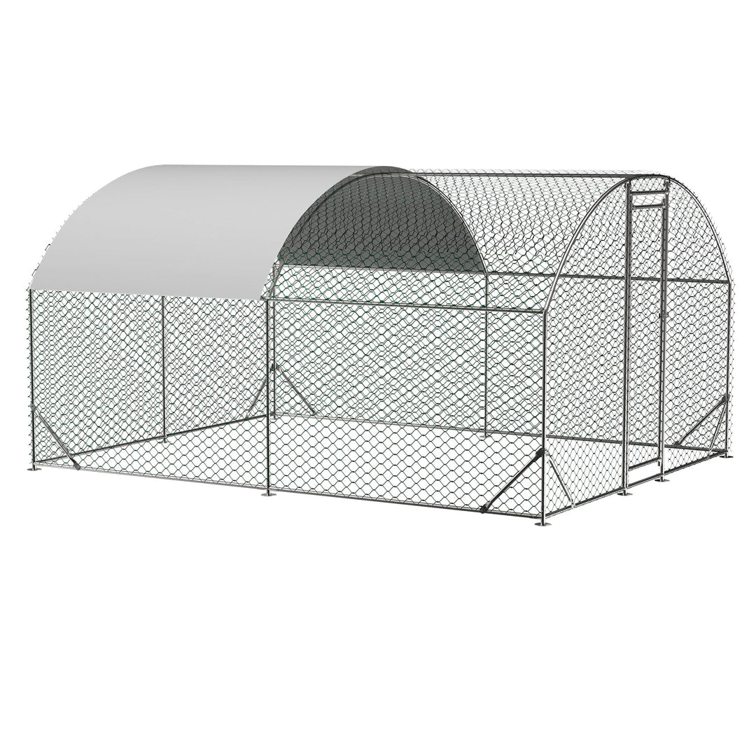 Large Chicken Coop Metal Chicken Run with Waterproof and Anti-UV Cover, 9.84'x13.12'x6.56'