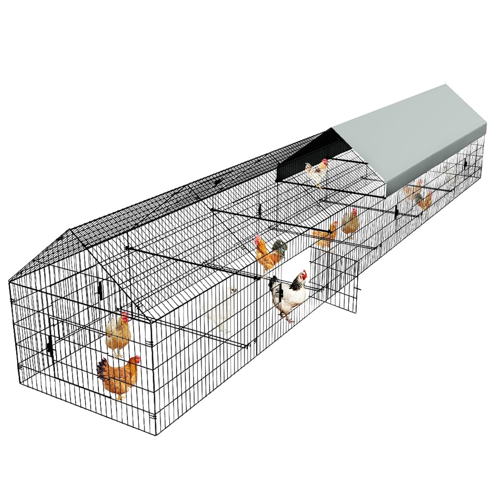 Large Chicken Coop with Upgraded Cover, DOMIPET 252" x 42" x 44" Pet Playpen Exercise Pen Rabbit Duck Chicken Run, Outdoor Backyard Farm Cage for Rabbit Duck Hen