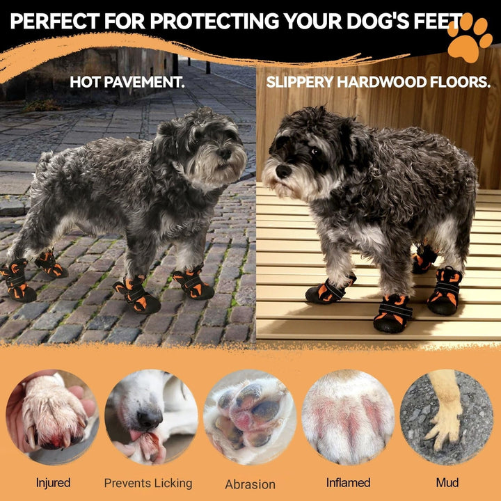 Dog Shoes for Large Small Medium Dogs,Waterproof Dog Boots & Paw Protectors with Breathable Mesh for Summer Hot Pavement,Anti-Slip Dog Booties for Hiking Hardwood Floors Winter Snow