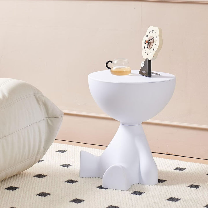 SENIURIS Circle Side Table, Waterproof & Durable Small Coffee Table, Versatile Accent Table for Living Room, Bedroom. (White)