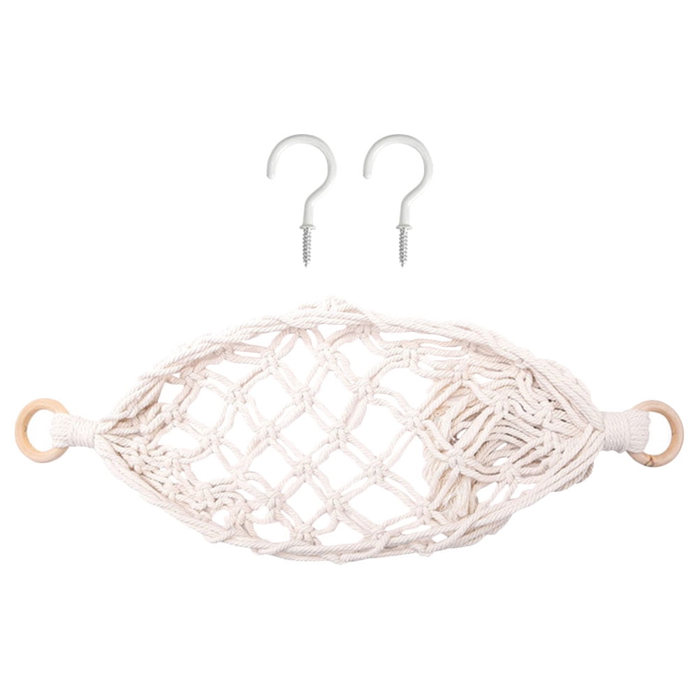 ROSENICE 1 Set Handwoven Cotton Fruit Vegetable Hammock for Space-saving Kitchen Storage Beige 22X12in