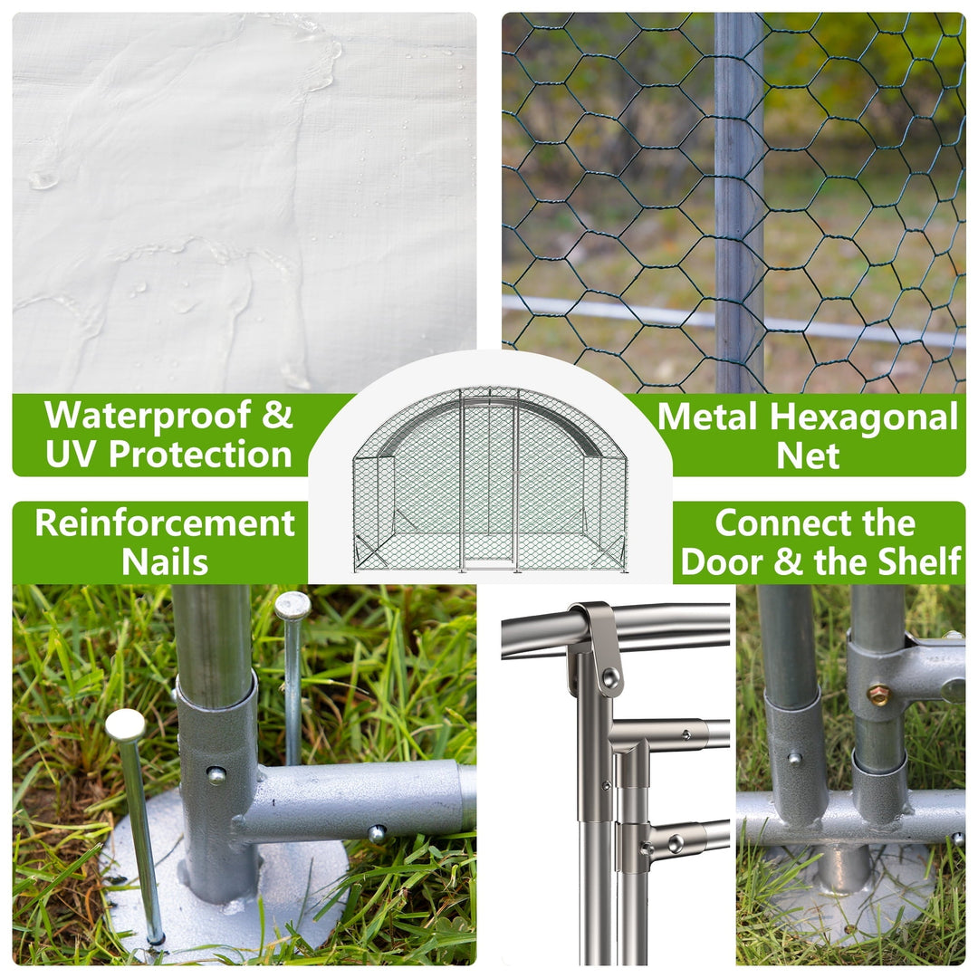 Large Chicken Coop Metal Chicken Run with Waterproof and Anti-UV Cover, 9.84'x13.12'x6.56'