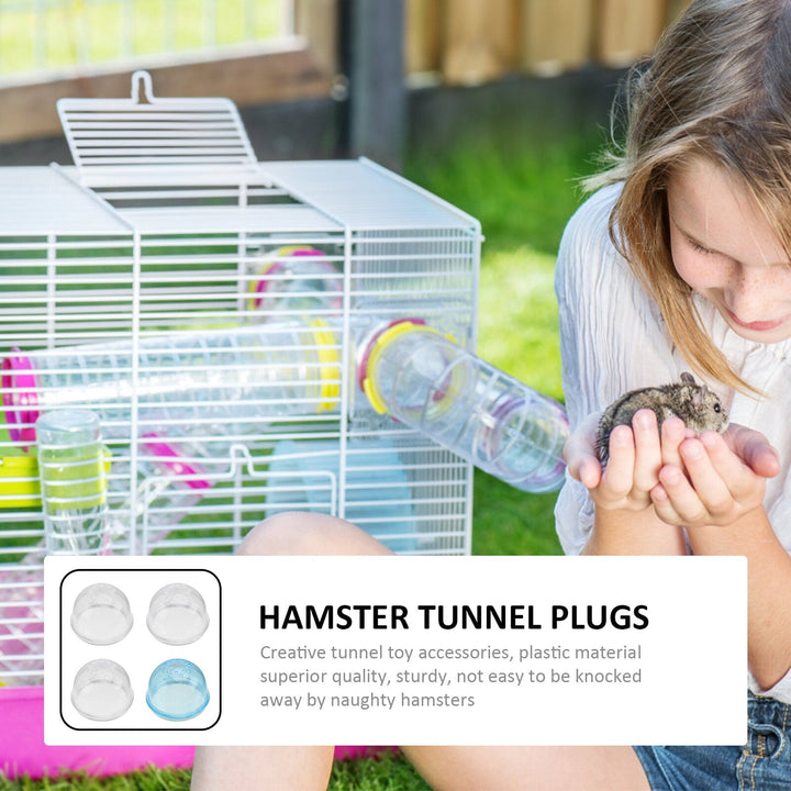 Yuanmiaoke 4Pcs Hamster Cage External Plugs Pet Tunnel Plugs Pipe Stopper (Random Color)
