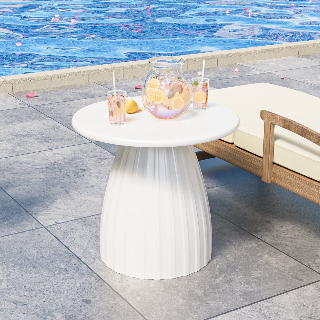 Oubayajia Round Side Table, Small Couch End Table Drink Table, Metal, White