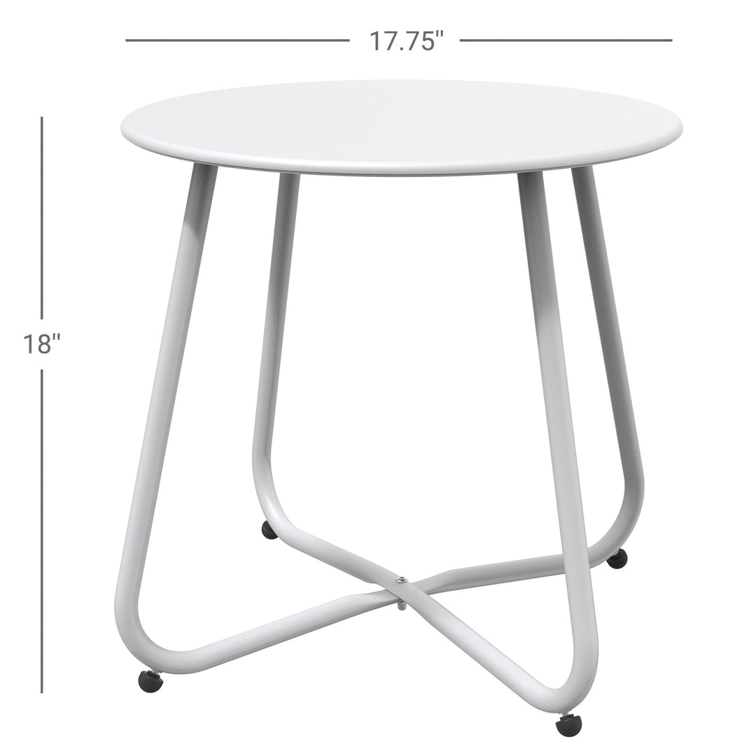 Multi-Purpose Rolling Side Table - Round Shape with Reinforced Cross Base, Lockable Wheels for Stability, Modern Home Furniture Essential - White
