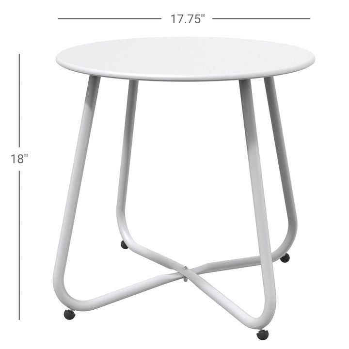 Multi-Purpose Rolling Side Table - Round Shape with Reinforced Cross Base, Lockable Wheels for Stability, Modern Home Furniture Essential - White
