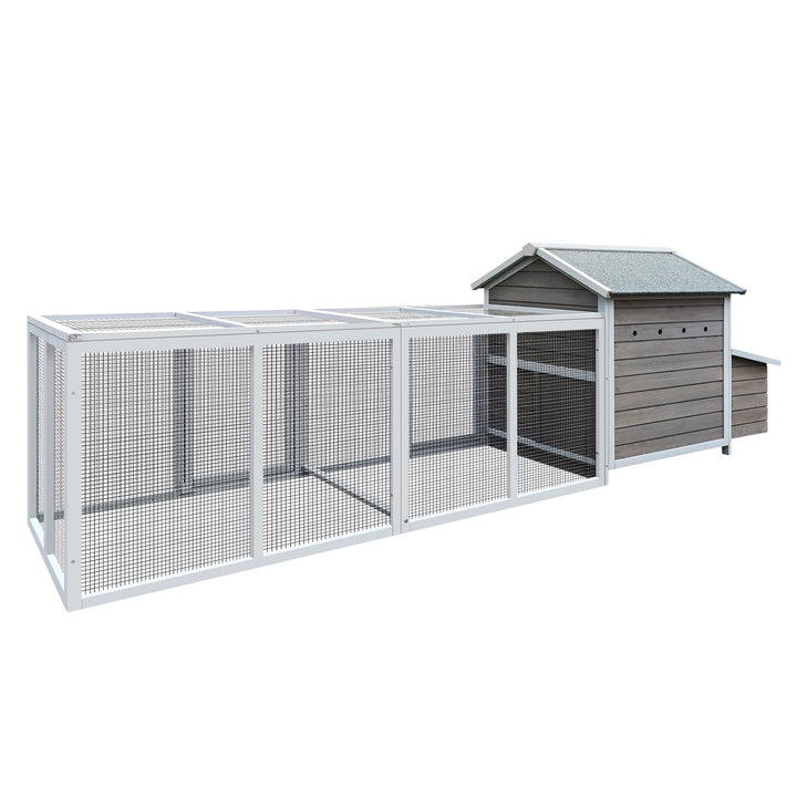 Coowa 118" Wooden Outdoor Chicken Coop Hen House Poultry Cage with Free - range Doors & Nesting Box
