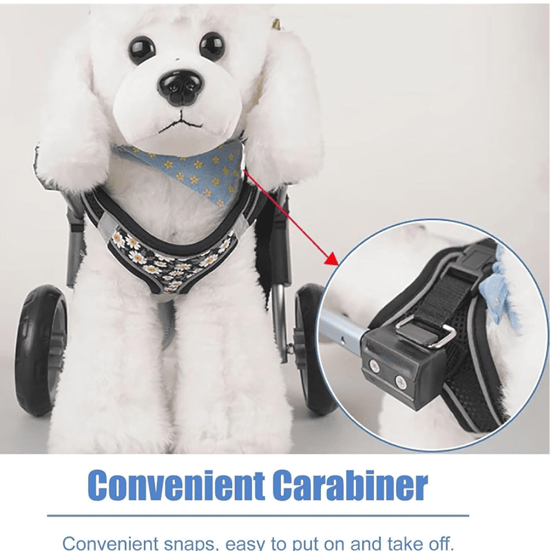 DOCRELD Dog Wheel Chair, 2/4 Wheel Front Back Wheels Dog Mobility Aid Wheelchair Adjustable, Small Medium Large Dogs Leg Brace for Paralysis Injury Doggy, Pet Trolley,4 Wheel-blue,Large