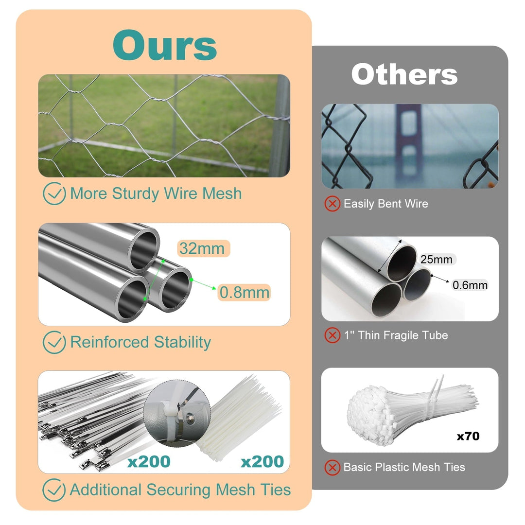 Large Dog Kennel Outside, Heavy Duty Galvanized Steel Outdoor Dog Kennel with Waterproof UV-Resistant Cover, Lockable Door Chain Link Playpen for Small to Large Pets (120"x120"x84")
