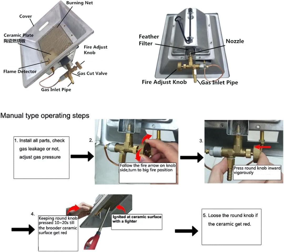 Fdit Large Heating Area, Efficient Manual Infrared Gas Brooder Heater, Warm 700 to 900 Chicks, Applicable for Poultry Coop, Duck, Piglet House