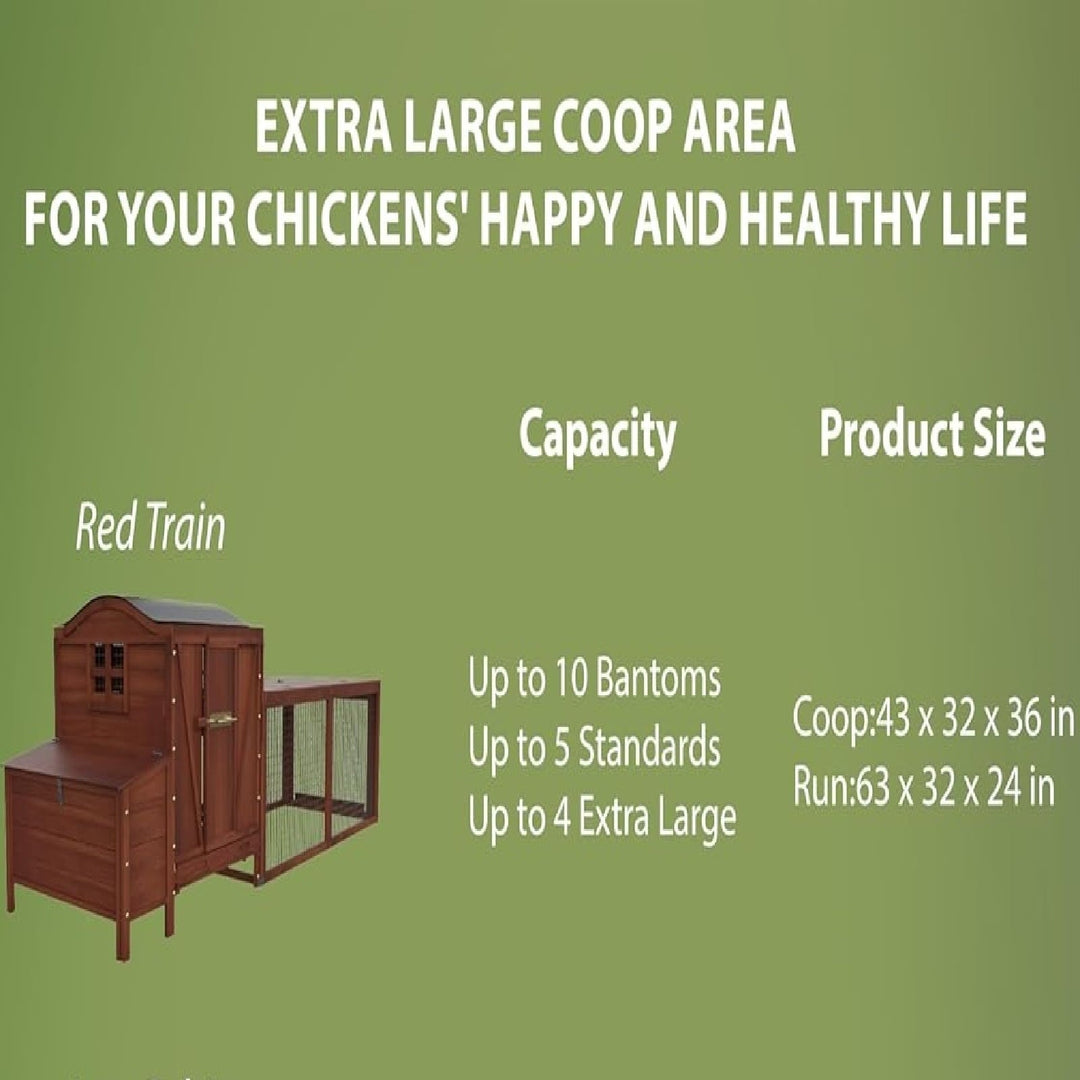 Rabbit Cage, 106in Wooden Chicken Coop for 3-5 Chickens, Small House for Ducks Dogs Cats Guinea Pigs Pigeons Tortoises with Run, Waterproof Roof, Nesting Box, Trays, Ramp