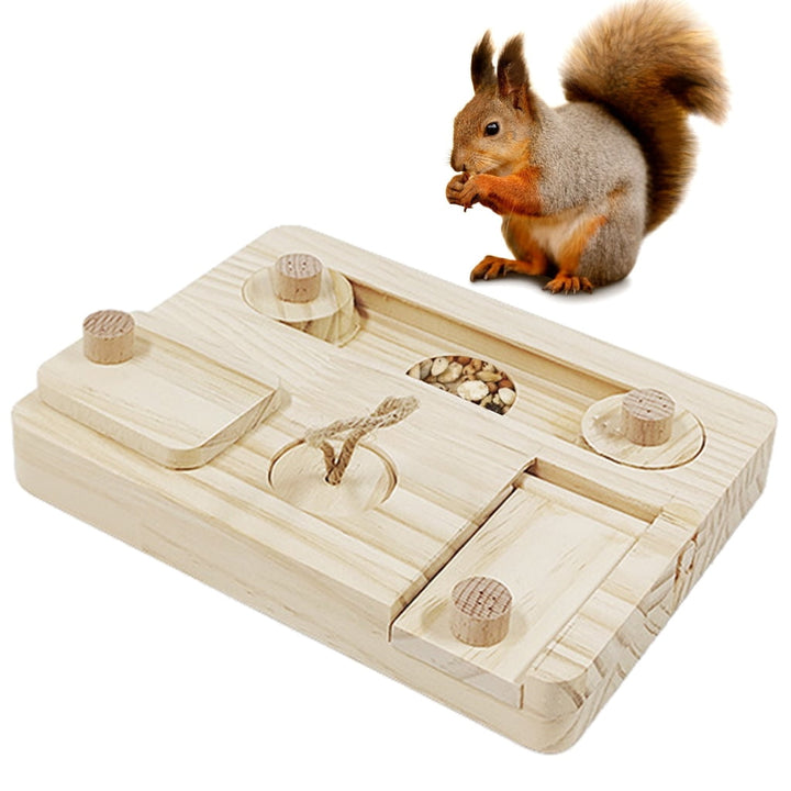 CIYISON Small Pet Foraging Toy for Guinea Pigs Wooden Rabbit Feeder Cage Accessories