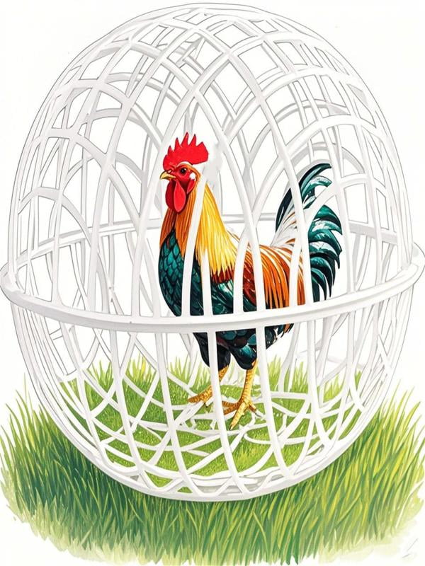 Chicken Ball Cage - Chicken Safety Ball Cage, Circular Multi - Pet Habitat, Spherical Design for Activity & Protection, Easy Assembly & Transport,White(20cm)
