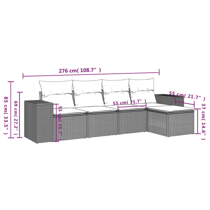 vidaXL Garden Sofa Set Black