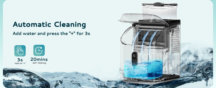 SIMZLIFE Ice Cube Maker Machine with External 34Lbs Water Tank 16Pcs Ready in 13 Mins 2 Ways to Add Water for Kitchen Office Bar