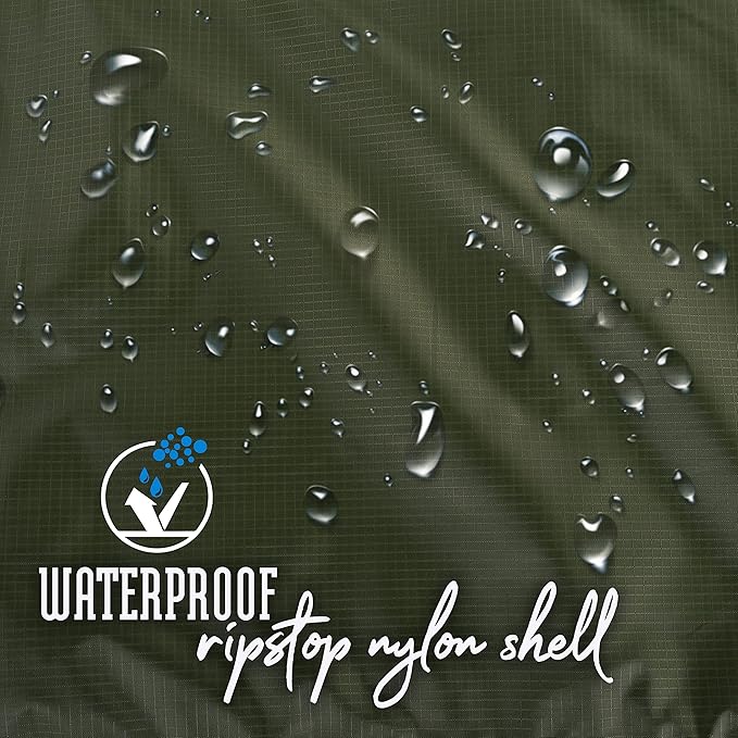 Large Waterproof Outdoor Camping Blanket by Edgecomb, Lightweight Picnic Blanket for Cold Weather, Stadium, Camp, Insulated Windproof, Ripstop Nylon with Waterproof Storage Bag, Micro Fleece (Green)