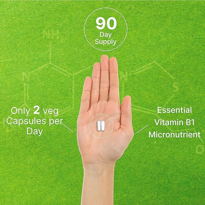 Benfotiamine 600mg Per Serving, 180 Veggie Capsules (300mg Per Cap) – Fat Soluble Vitamin B1 Thiamine Supplement – 3rd Party Tested, Vegan, Non-GMO, Gluten Free