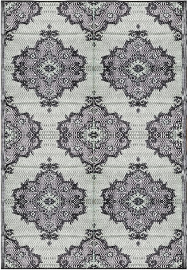 BalajeesUSA Recycled Outdoor Plastic Patio Rugs – 6x9, Grey, Green, Black, Premium and Affordable Multipurpose Woven Plastic Straw All-Weather and Waterproof, Reversible Camper Mats Outside