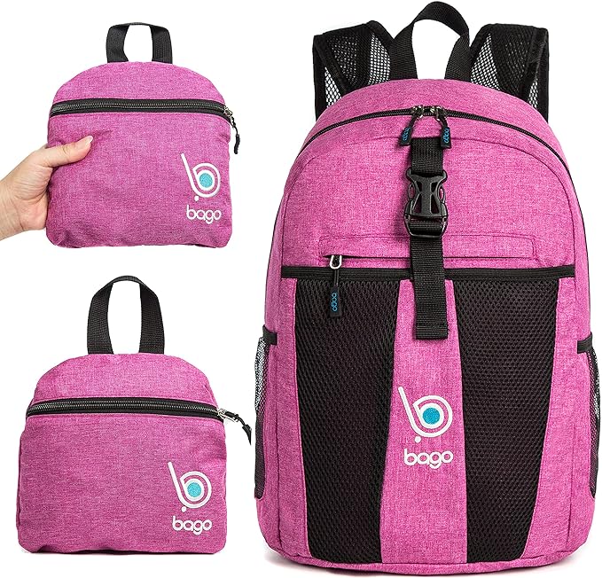 bago Lightweight Backpack for Hiking for Women and Men - 25L Travel Day Pack - Foldable Hiking Daypack Ultralight for Camping Outdoor Sports - Packable Backpack for Travel (SnowPink)