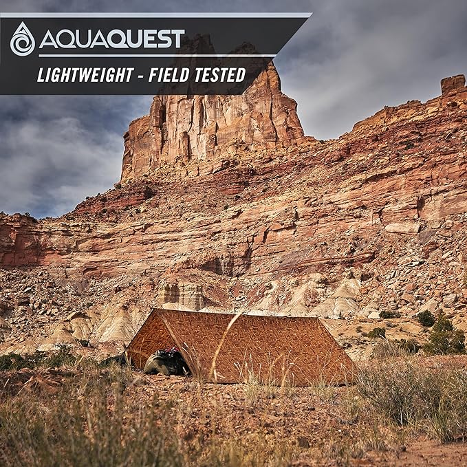 AquaQuest Safari Camping Tarp - Lightweight Durable Rain Fly - Waterproof Camping Essentials for Hiking, Backpacking & Hammock, 20 x 13 ft, True Terrain Camo