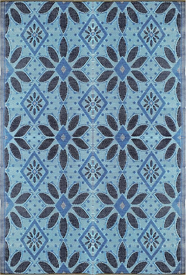 BalajeesUSA Outdoor Rug – 6x9, Sky Blue, Grey, Reversible Recycled Plastic Straw Rug Waterproof Outdoor Patio Rugs Clearance Large RV Camper Mats 331