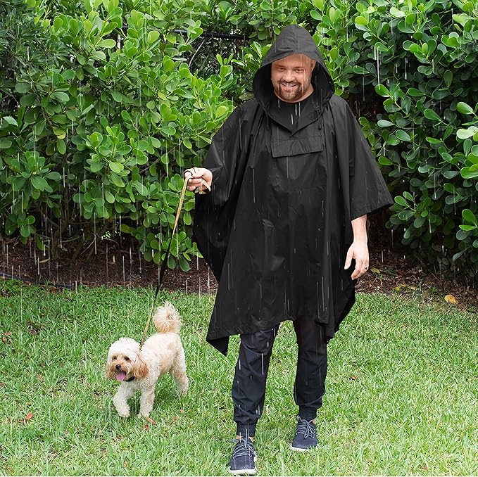 Heavy Duty Rain Poncho for Backpacking, Waterproof Lightweight for Adults, Military, Emergency, Camping, Men, Women
