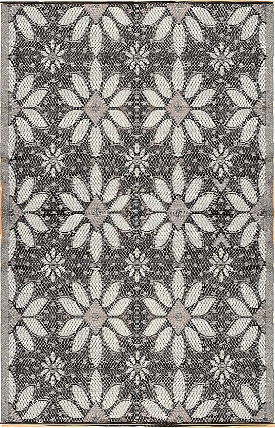 BalajeesUSA Outdoor Rug - 5x7 Sky Blue, Black, Grey, Reversible Recycled Plastic Straw Outdoor Patio Rugs Clearance Waterproof Large RV Camper Mats 287