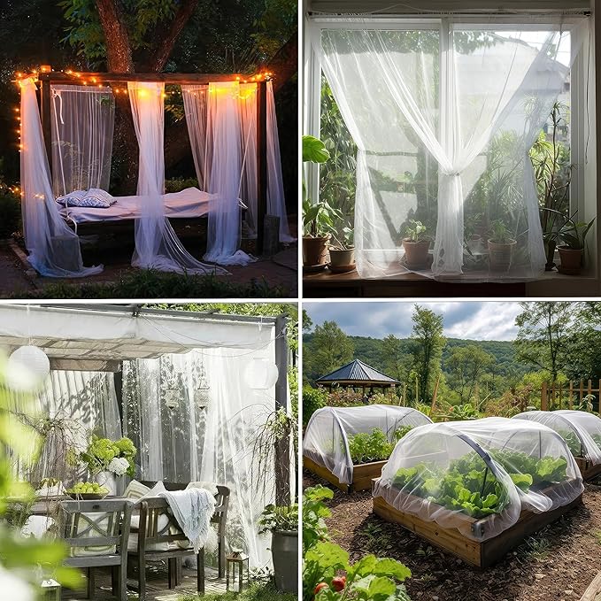 White DIY Mosquito Net Fabric | 10x20 FT Netting 2 Pack | Insect Cover for Garden, Patio, Outdoor & Windows | Multiple Sizes in Black, White & Green | Raised Bed Screen Mesh Barrier