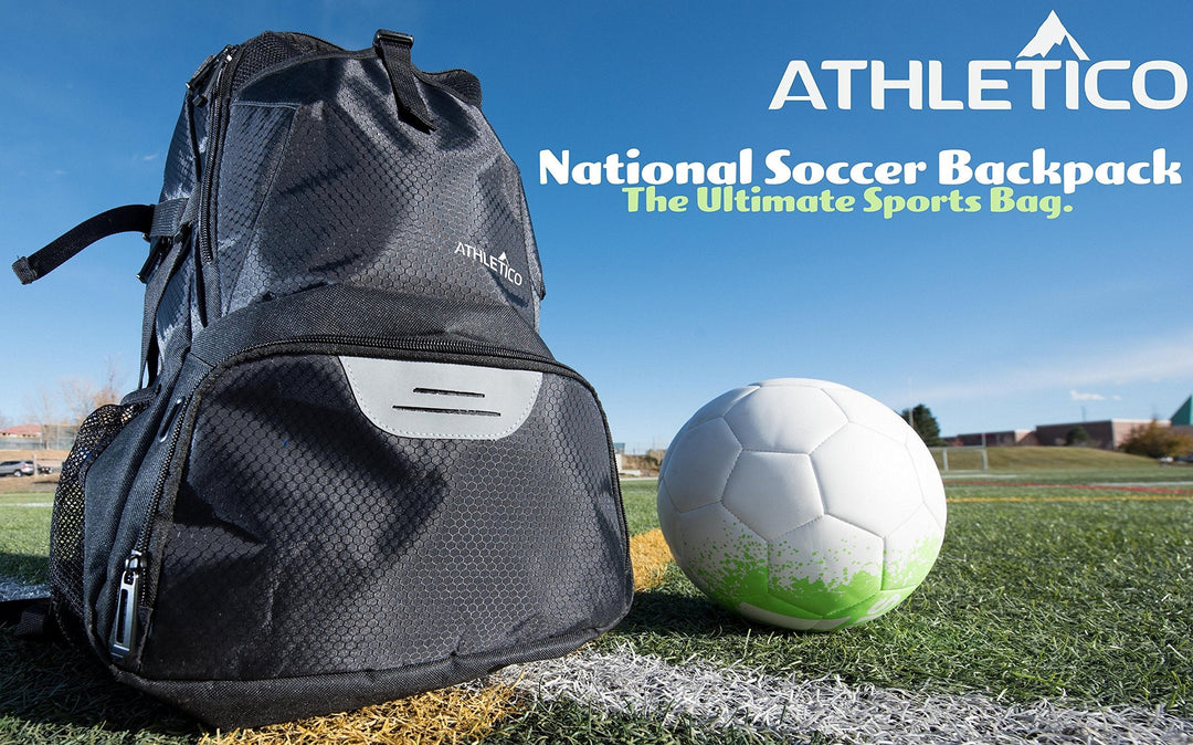 Athletico National Soccer Bag - Backpack for Soccer, Basketball & Football Includes Separate Cleat and Ball Holder (Black)